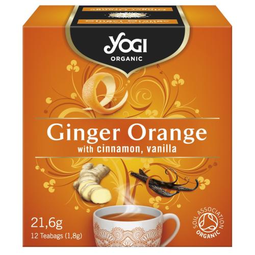 Yogi Tea Ginger Orange with Cinnamon & Vanilla Αφέψημα από Μείγμα Βοτάνων, Μπαχαρικών & Φρούτων Αγιουβέρδα για Ενέργεια & Τόνωση 12 Teabags x 1.8gr